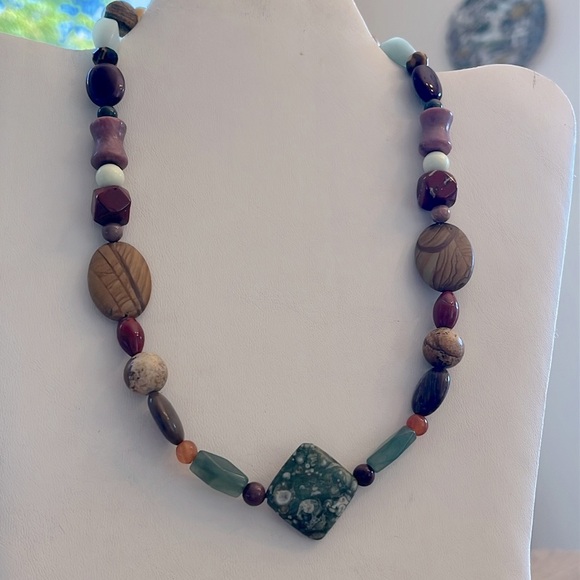 Jay King 925 Multicolor Semiprecious Gemstone Necklace Smooth Symmetrical Shapes - Picture 9 of 17